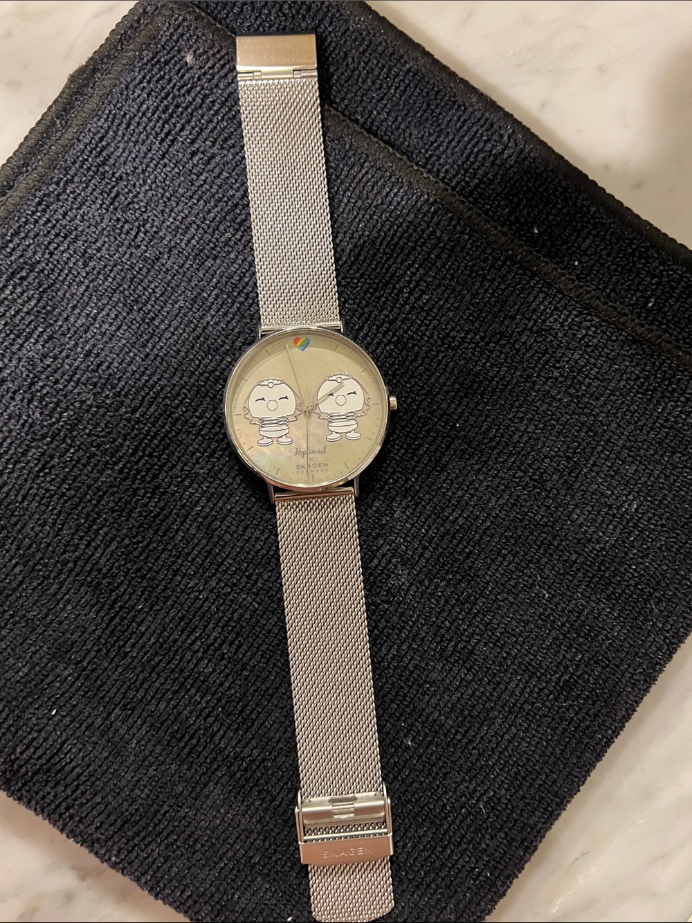 Skagen Pride Silver Mesh Band Watch with Illustrated Dial